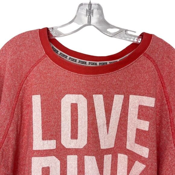 PINK Victorias Secret Sweatshirt Red Relaxed Fit Longline Athleisure Size Small - Picture 3 of 6